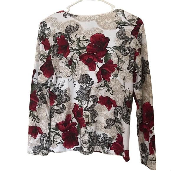 Karen Scott Floral Print Long Sleeve Top - Picture 3 of 3